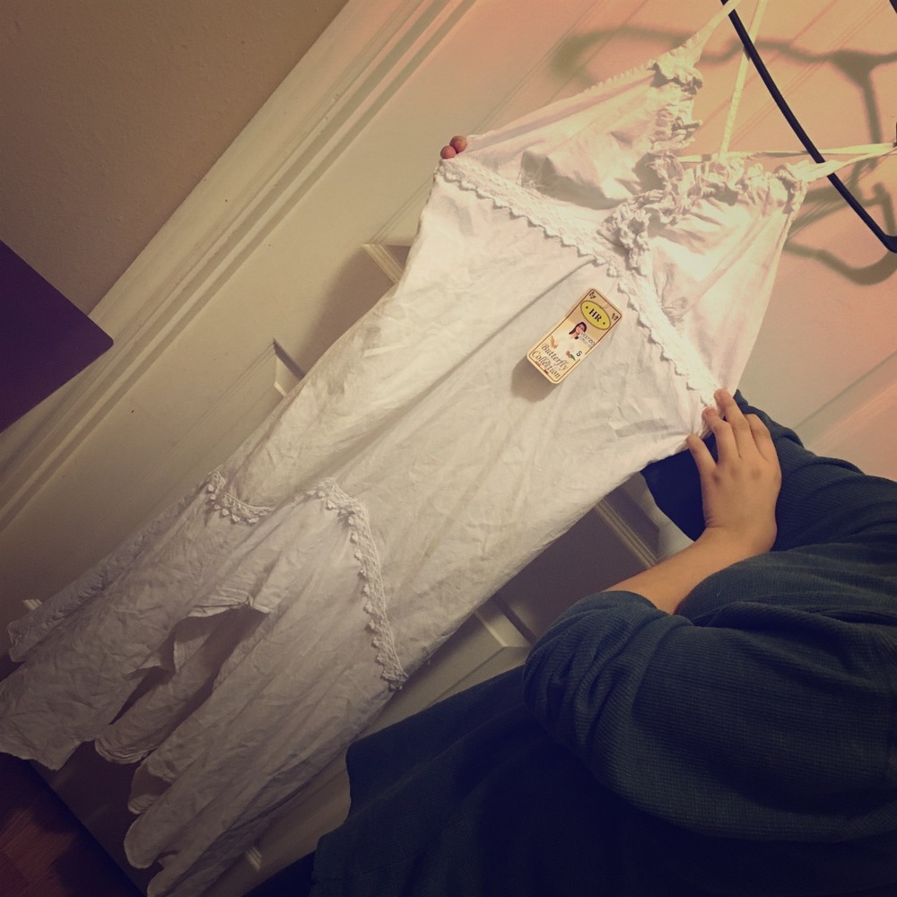 Never worn all white butterfly dress